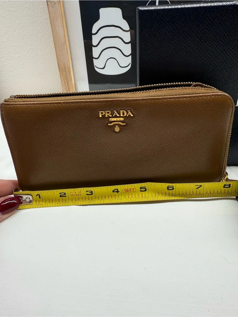 Prada wallet authentic with‎ box - brown